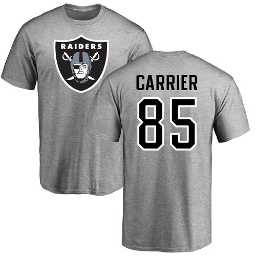 Men Oakland Raiders Ash Derek Carrier Name and Number Logo NFL Football #85 T Shirt